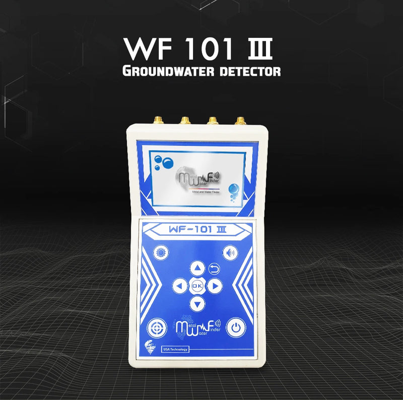 MWF WF 101 III advanced long-range locator system showing device with display screen and control buttons.