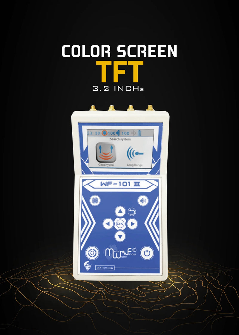 MWF WF 101 III advanced long-range locator system with digital display and control buttons for metal detecting and treasure hunting.