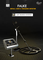 MWF Falke Advanced Metal Detector with control panel and search coil for detecting hidden treasures outdoors.