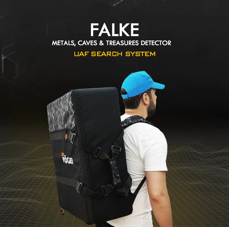 MWF Falke Advanced Metal Detector with control panel and search coil, used for uncovering hidden treasures and metal objects.