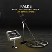 MWF Falke Advanced Metal Detector with search coil and control panel for detecting hidden treasures and metal objects.