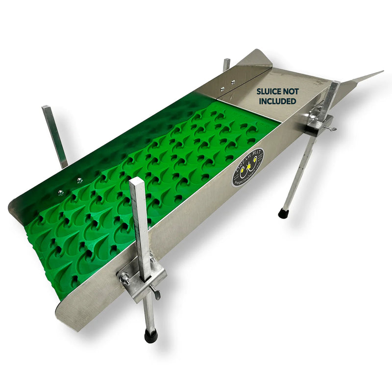 Prospector Dream 18-inch leg kit for gold highbanker and sluice box, showcasing sturdy metal legs and adjustable height for gold prospecting.