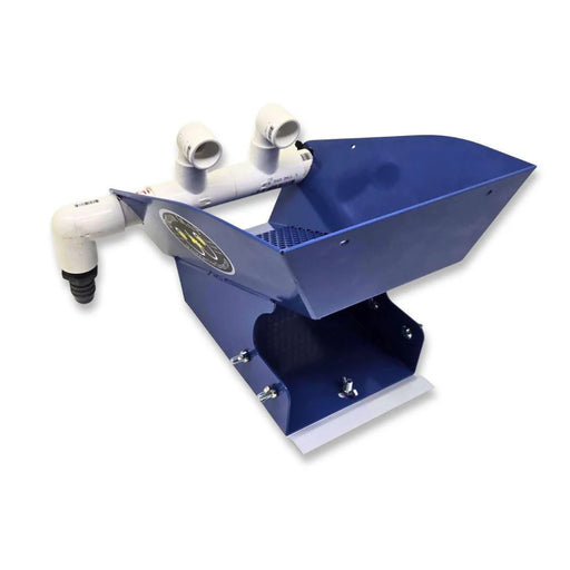 Prospector Dream 6-inch highbanker hopper for sluice box, gold mining equipment, showing the hopper with metal construction and mesh screen