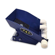 Prospector Dream 6-inch highbanker hopper for sluice box, gold mining equipment, with metal frame and adjustable feed tray.