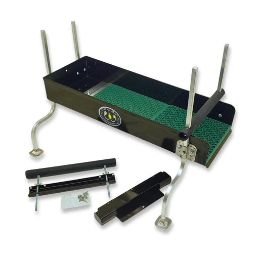 Prospector Dream 10X28 black box gold cube stand and adapter for gold mining equipment, with a gold cube visible inside the box.