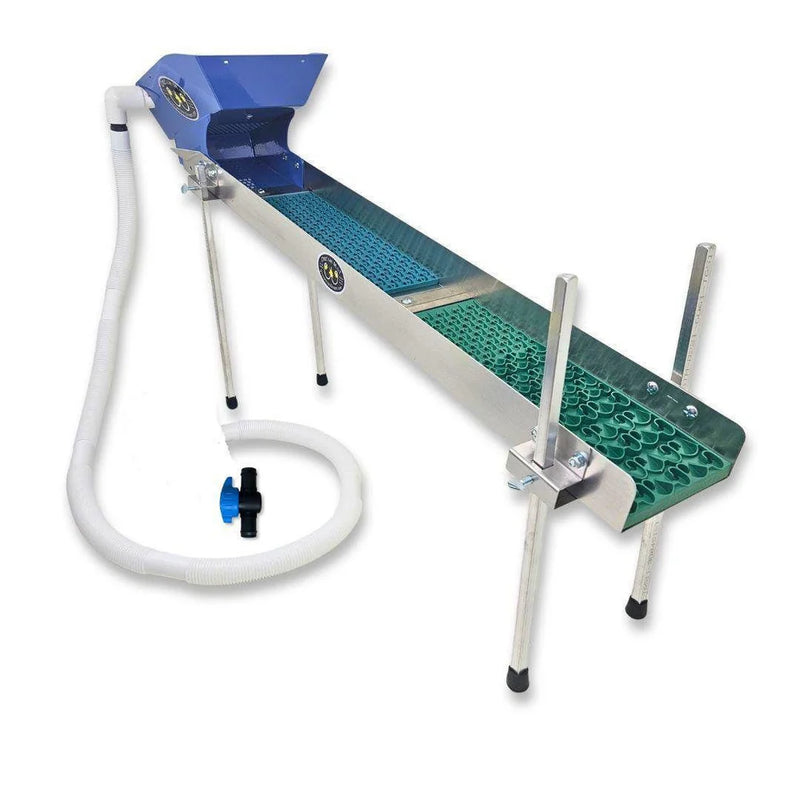 Prospector Dream 6x42 highbanker sluice box with double Dream Mat, gold mining equipment, featuring micro combo legs and pump.