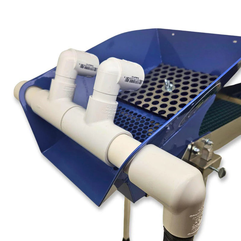 Prospector Dream 6x42 highbanker sluice box with double dream mat for gold mining, featuring micro combo legs and pump.
