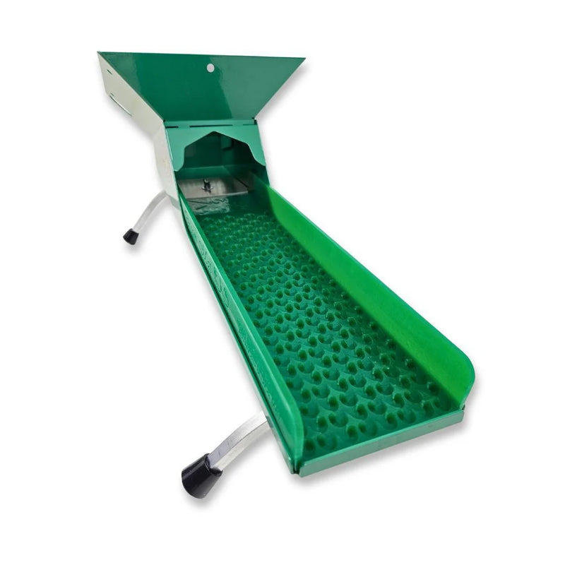 Prospector Dream 4x16 Micro Banker Highbanker with Dream Mat for gold prospecting, ultra-light, no pump, green metal frame.