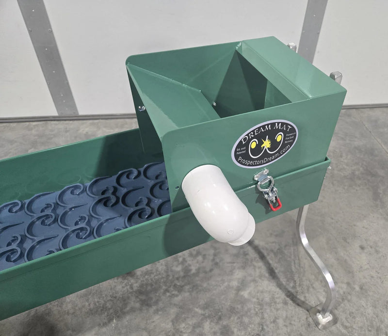 Prospector Dream 8x42 Speed Banker Power Sluice with Dream Mat for gold mining, featuring unclassified riffles and durable construction.