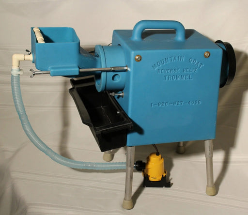 Camel Mining Mountain Goat Trommel used for gold prospecting, featuring a compact design and durable construction for efficient gold recovery.