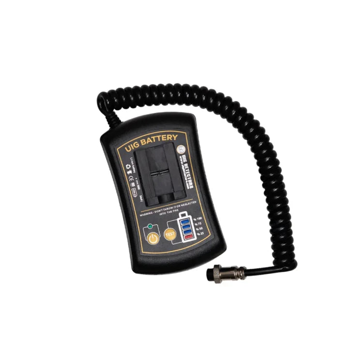 UIG BT-500 battery showing its sleek rectangular design and terminal connections, compatible with various electronic devices.