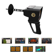 UIG Deep Seeker device for detecting gold, metals, and treasures, with a handheld metal and treasure detector in use.