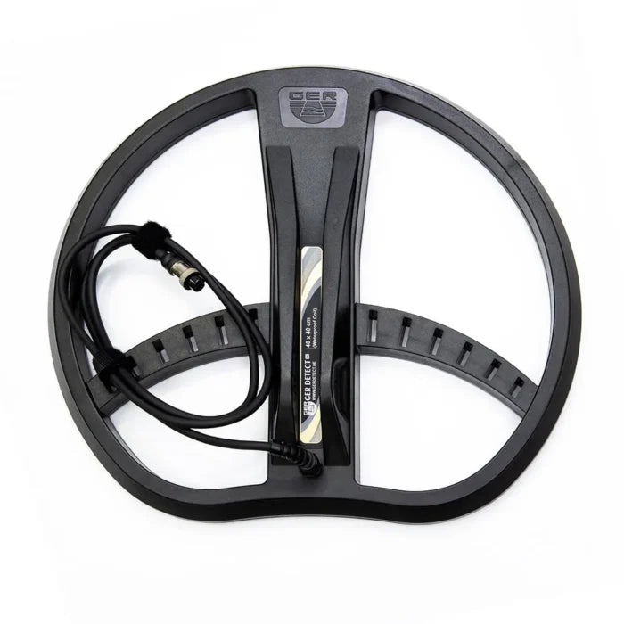 UIG 18-inch search coil for UIG Gold Digger metal detector, shown in a close-up image highlighting its circular coil design.