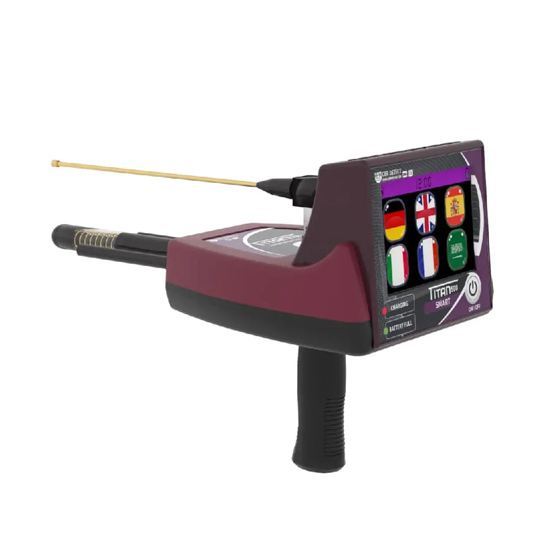 UIG Titan 500 smart device with gold, metals, gemstones, and diamond detection features, shown in gold with gemstone accents.