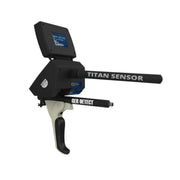 UIG Titan GER 1000 device for detecting precious metals and buried treasures, shown with control panel and search coil.