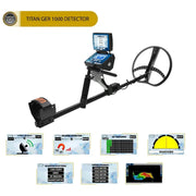 UIG Titan GER 1000 metal detector device for finding precious metals and buried treasures, with a user interface and control panel.