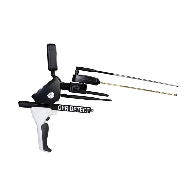 UIG Titan GER 1000 metal detector for detecting precious metals and buried treasures, with control panel and search coil visible.