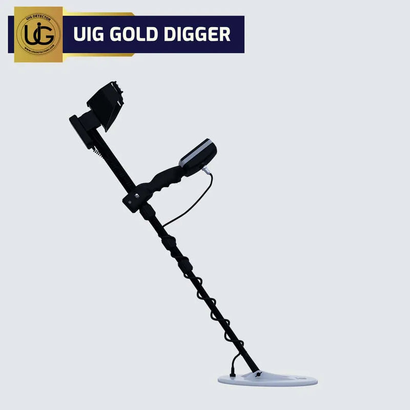 UIG Gold Digger device for detecting gold and precious metals, shown with its sleek design and control panel.