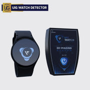UIG watch detector 3D imaging system showing the device with digital display and scanning interface for security detection.