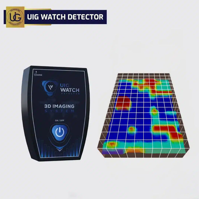 UIG Watch Detector 3D Imaging System showing the device with its display and detection interface in a professional setting.