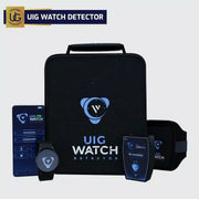 UIG watch detector 3D imaging system showing a sleek device with digital display and scanning interface for hidden watch detection.