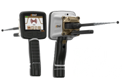 Vertex Adroit long-range gold detector with control panel and search coil for detecting gold and metal objects underground.