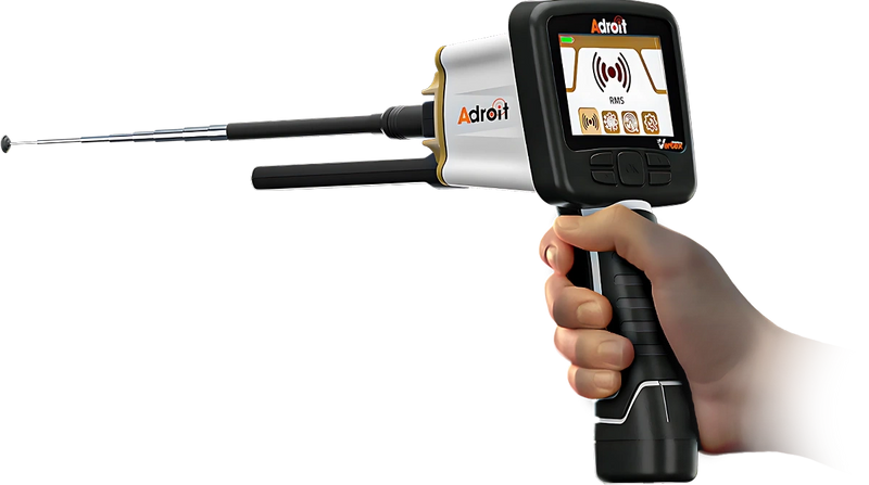 Vertex Adroit long-range gold detector with control unit and search coil for precise gold detection and mineral exploration.