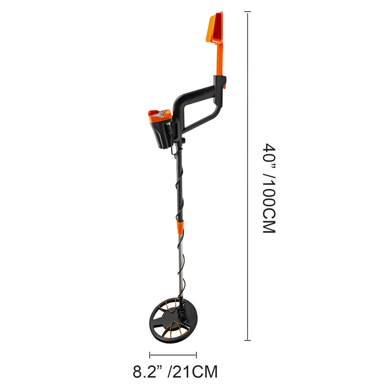 Vevor waterproof disc metal detector with LCD display, suitable for underwater and underground treasure hunting, shown with headphones.