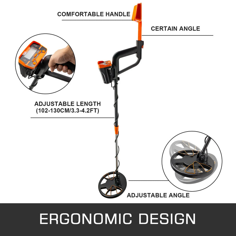 Vevor waterproof disc metal detector with LCD display, suitable for underwater and underground treasure hunting for adults and children.