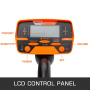 Vevor waterproof disc metal detector with LCD display, suitable for underwater and underground treasure hunting, includes headphones.