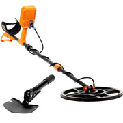 Vevor waterproof metal detector with 12-inch coil, LCD screen, adjustable shaft, Bluetooth, and advanced DSP chip for gold hunting.