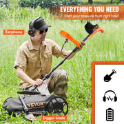 Vevor waterproof metal detector with 12-inch coil, LCD display, adjustable length, Bluetooth headset, for gold and treasure hunting.